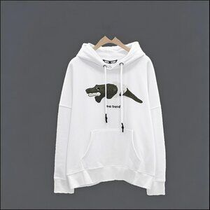 NWT Palm Angels Crocodile Embroidered Hoodie White